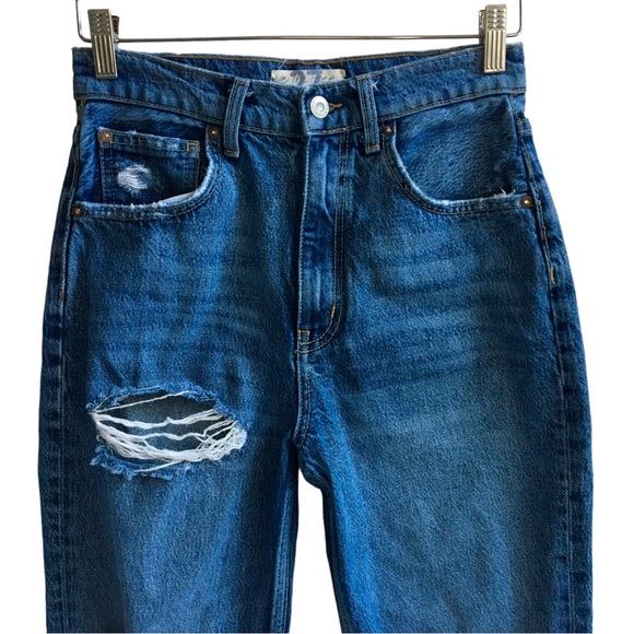 We The Free People Rita Crop Destroyed Ripped High Rise Raw Split Hem Jeans 27 - Picture 15 of 17